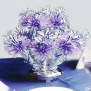 Silver and blue centerpiece